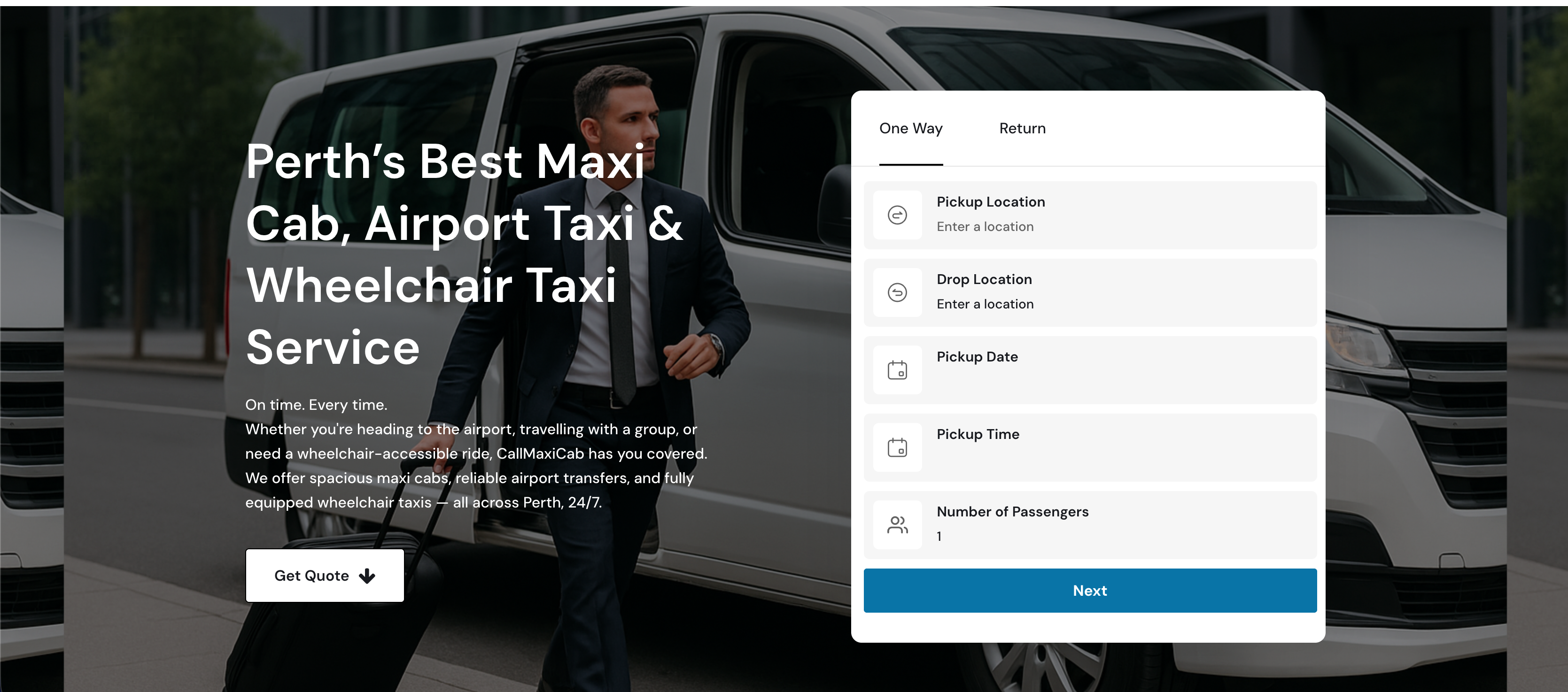 Perth Nova Taxi website before the TurnoByte rebuild